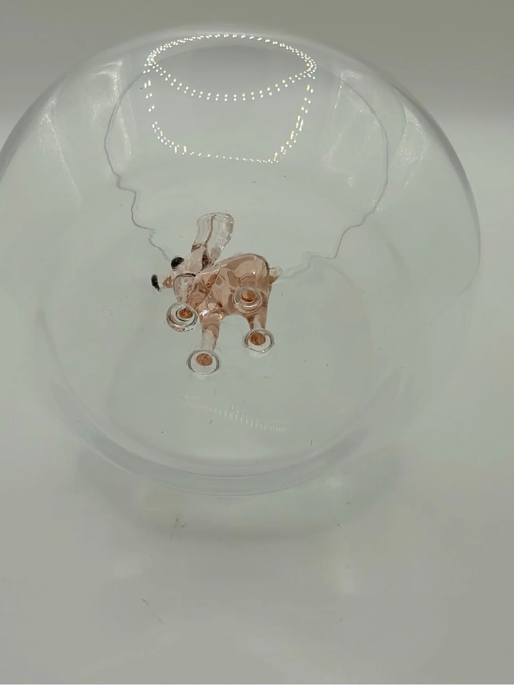 Minizoo Clear Glass Accent Vase with Pink Bambi Deer Figurine